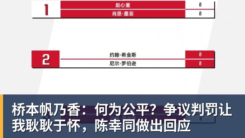 桥本帆乃香:何为公平?争议判罚让我耿耿于怀,陈幸同做出回应